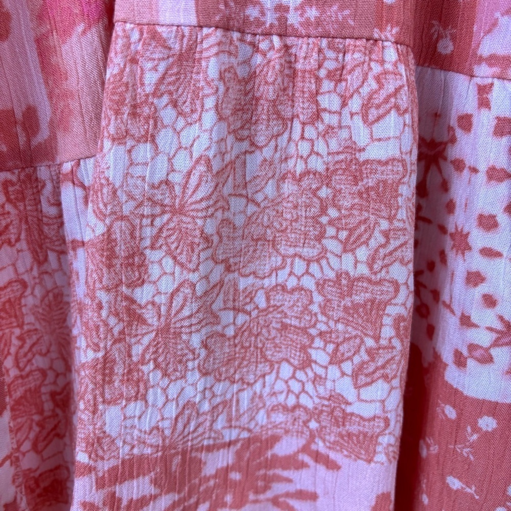 NWT FRYE AND CO. Pink and White Rayon Short Sleeve Ruffled Maxi Sundress (XXL) - Picture 11 of 15
